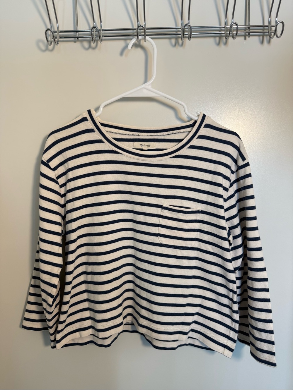 Madewell Striped Long-Sleeve Pocket Tee - Navy & White